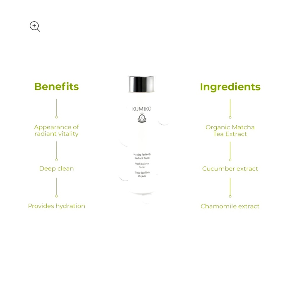 Kumiko:Matcha Perfectlt Radiant Boost Fresh Balance Toner